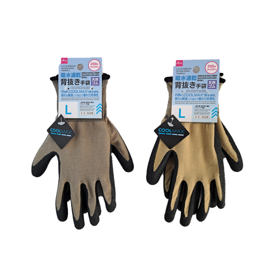 Crinkled Natural Rubber Palm Coated Gloves Quick Drying L