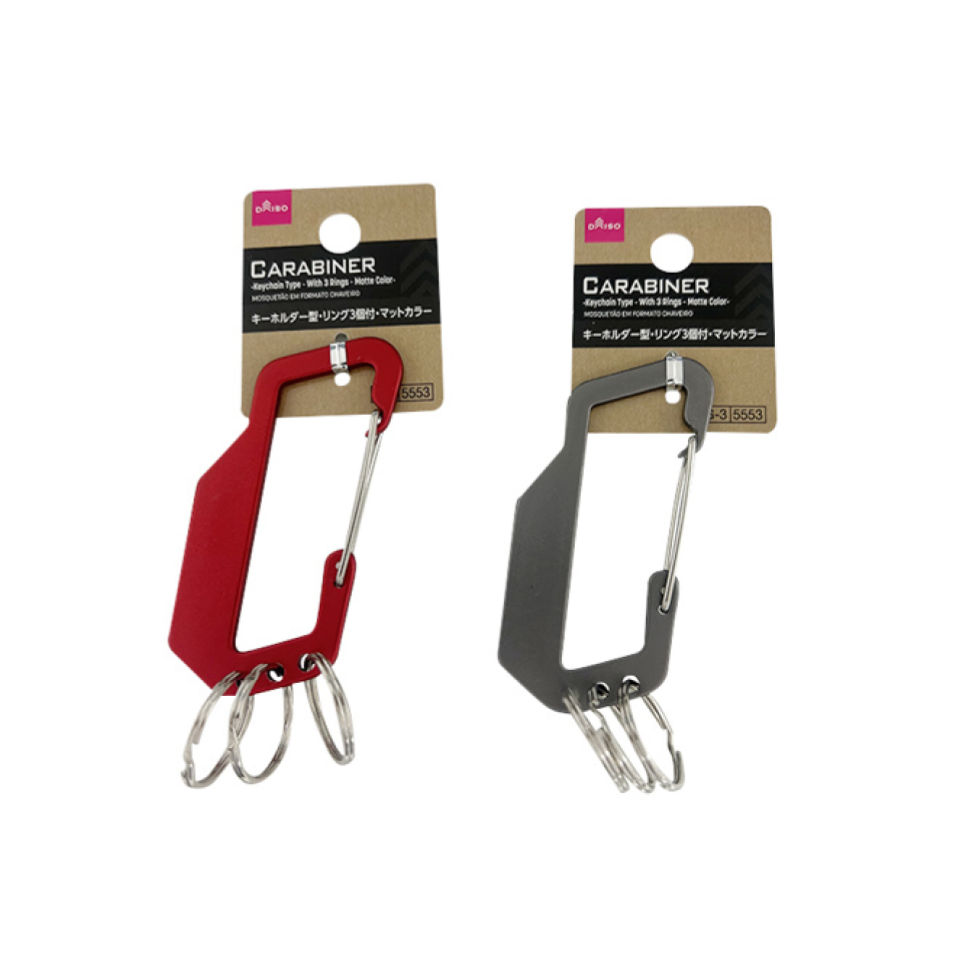 Carabiner Keychain Type with 3 Rings Matte Color