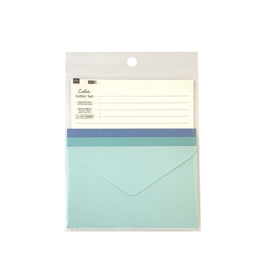Color Letter Pad and Envelope Set Blue