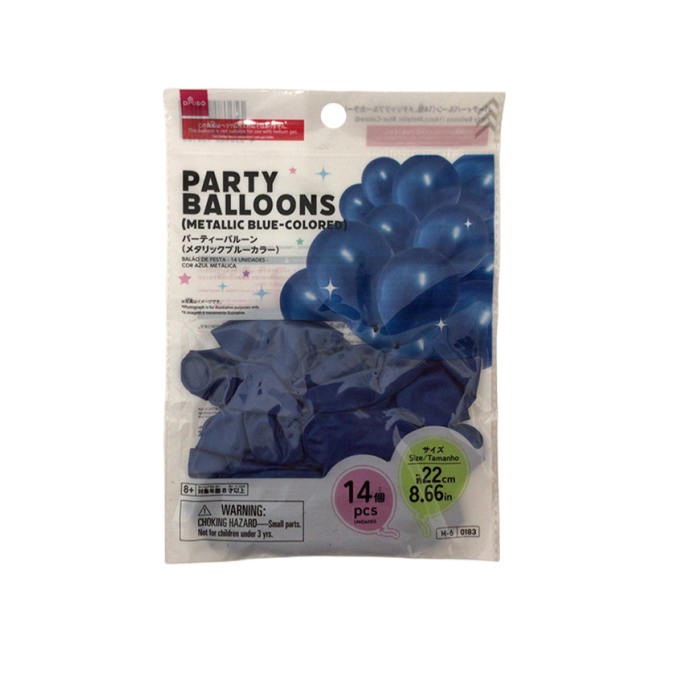 Party Balloons Metallic Blue Colored