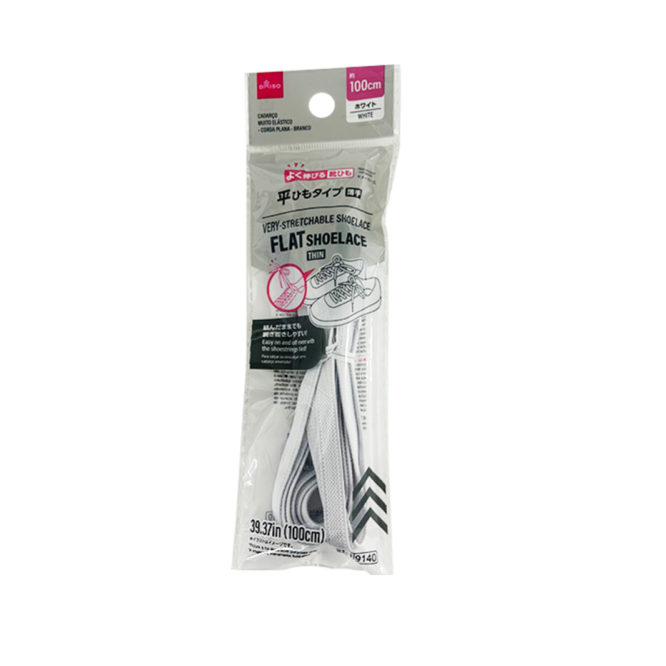 Stretchable Flat Shoelace White