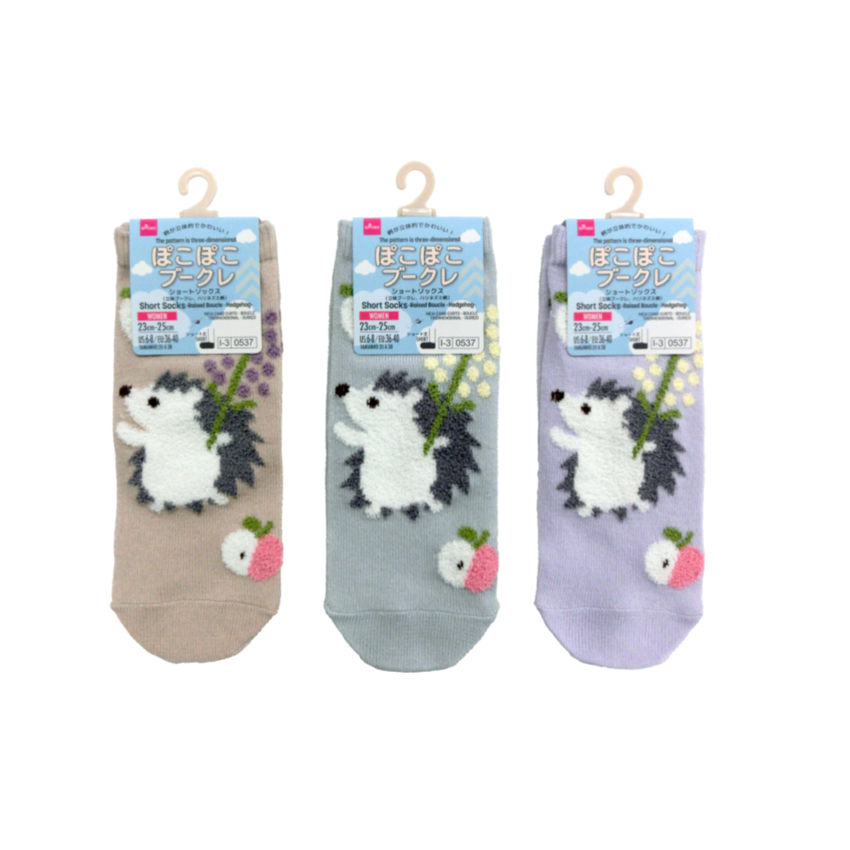 Short Socks Raised Boucle Hedgehog