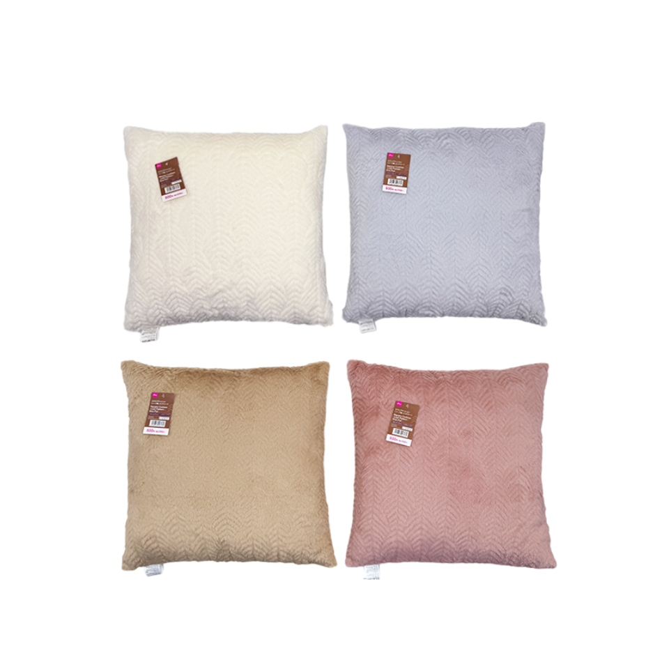 Square Cushion Leaf Pattern Eco Fur 45cm x 45cm