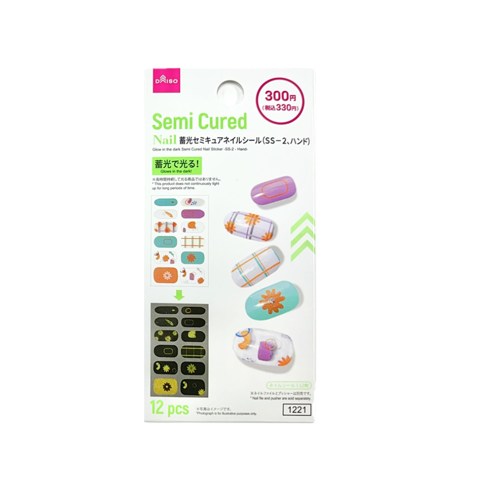Glow in the dark Semi Cured Nail Sticker SS-2 Hand