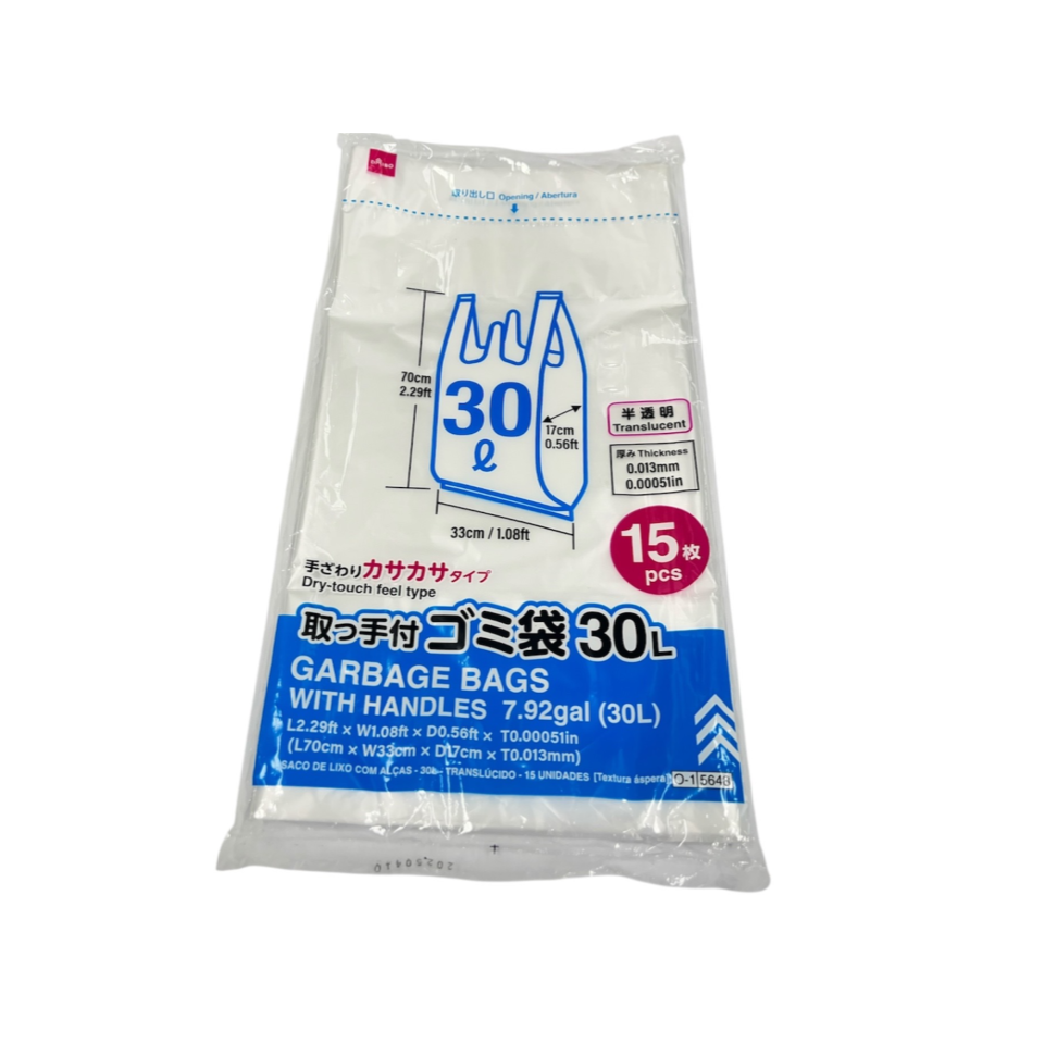 Garbage Bags with Handles 30L Translucent