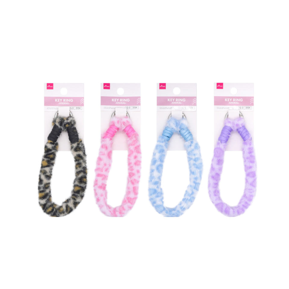 Eco Fur Key Ring Animal Pattern Pastel Color