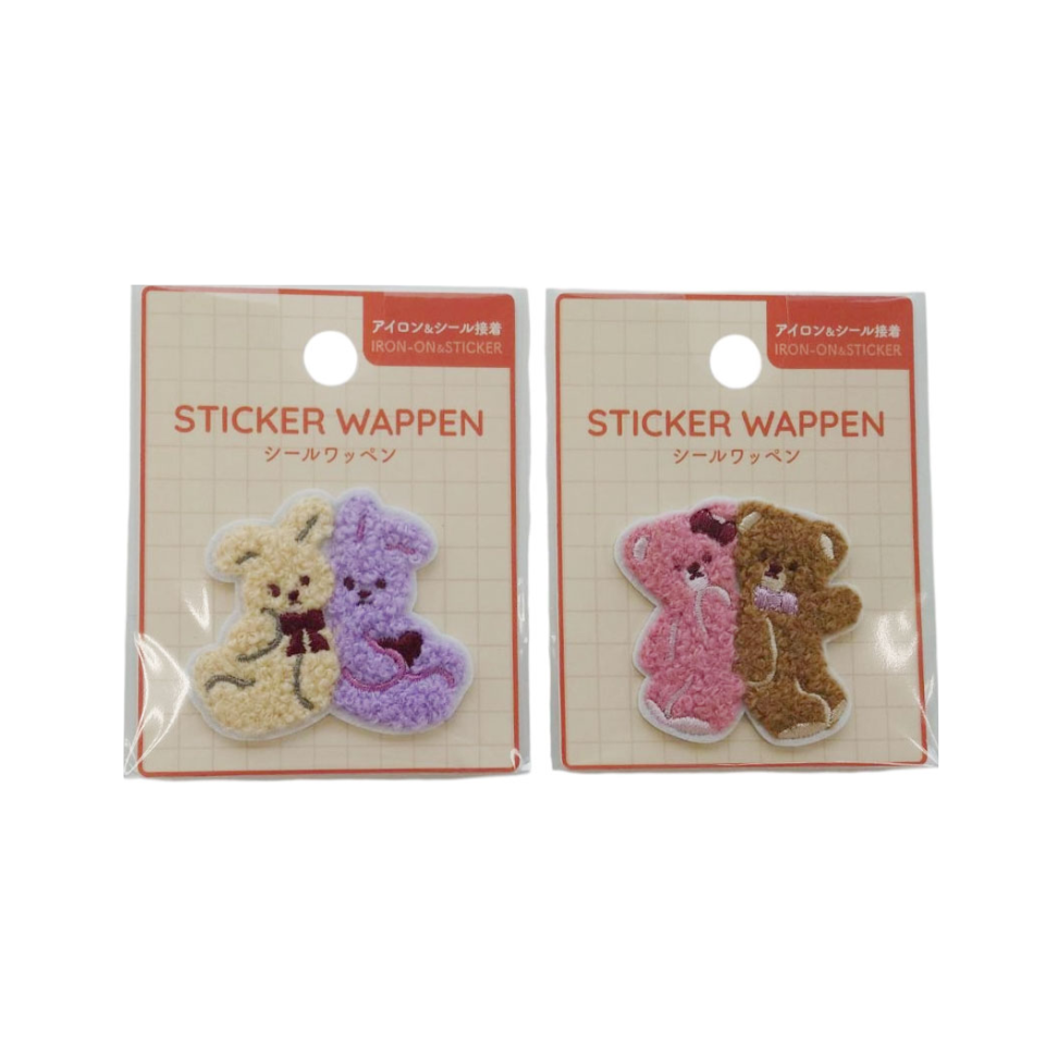 Sticker Wappen Pile Fabric Bear & Rabbit Pair