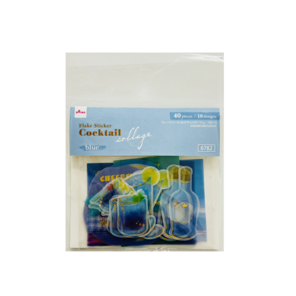 Flake Sticker Cocktail Collage Blue