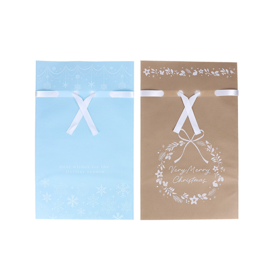 Drawstring Non Woven Fabric Bag Christmas Winter 40cm x 25cm