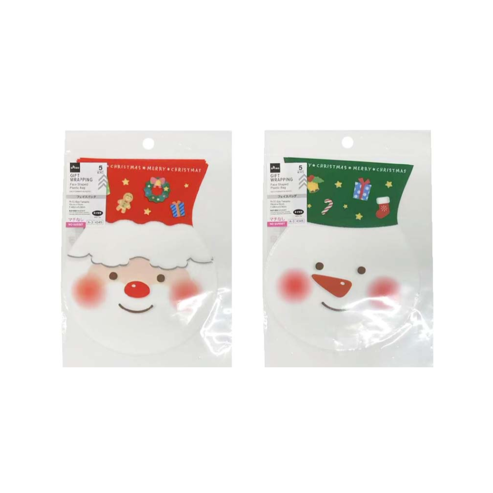 Face Shaped Plastic Bag Christmas 19cm x 15cm