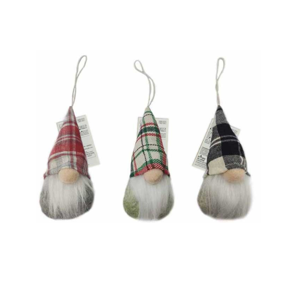 Fabric Tomte Ornament Checkered