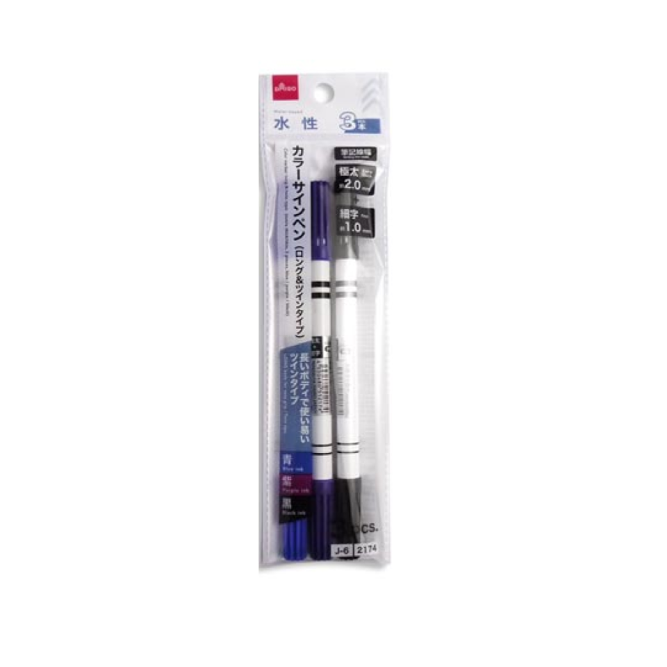 Color Marker Long & Twin Type Blue/Purple/Black