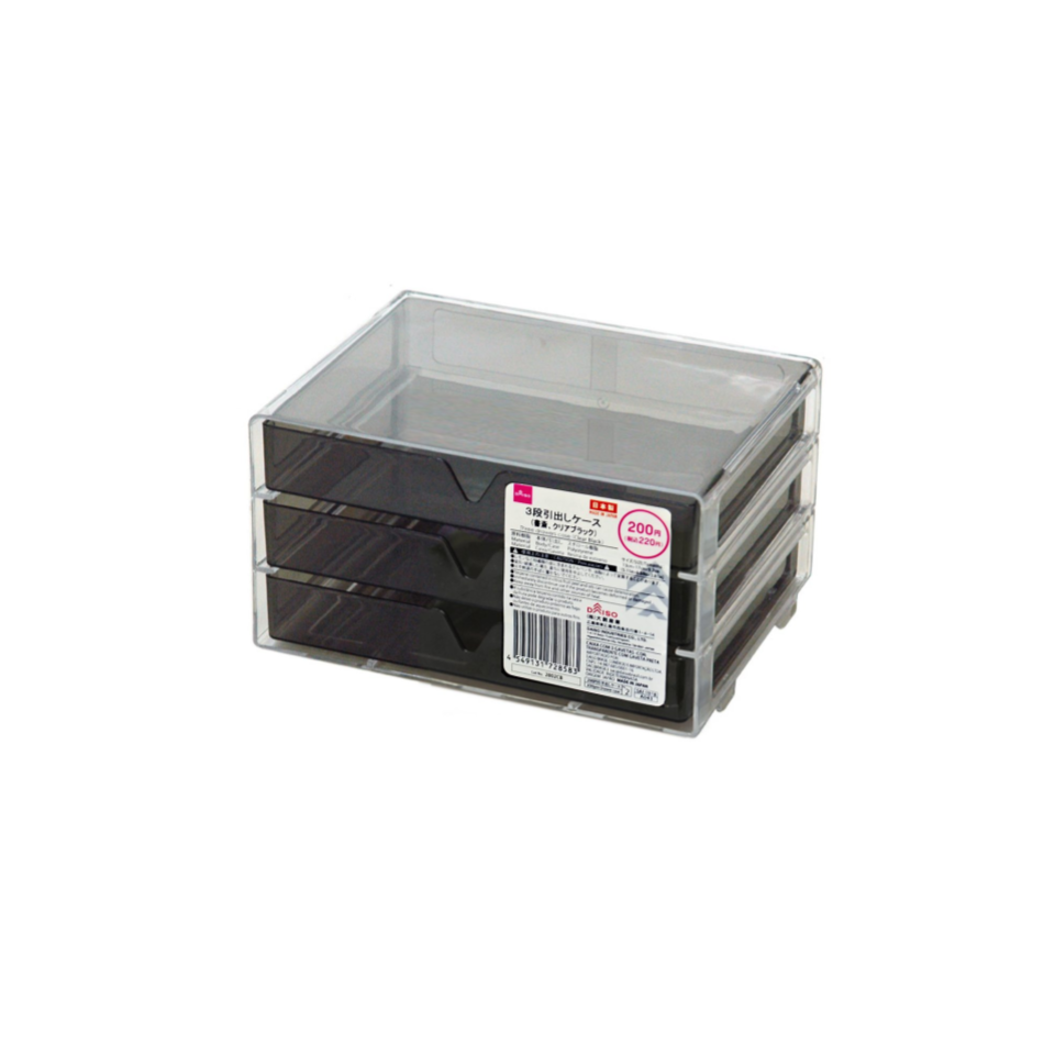 Three Drawers Case Clear Black