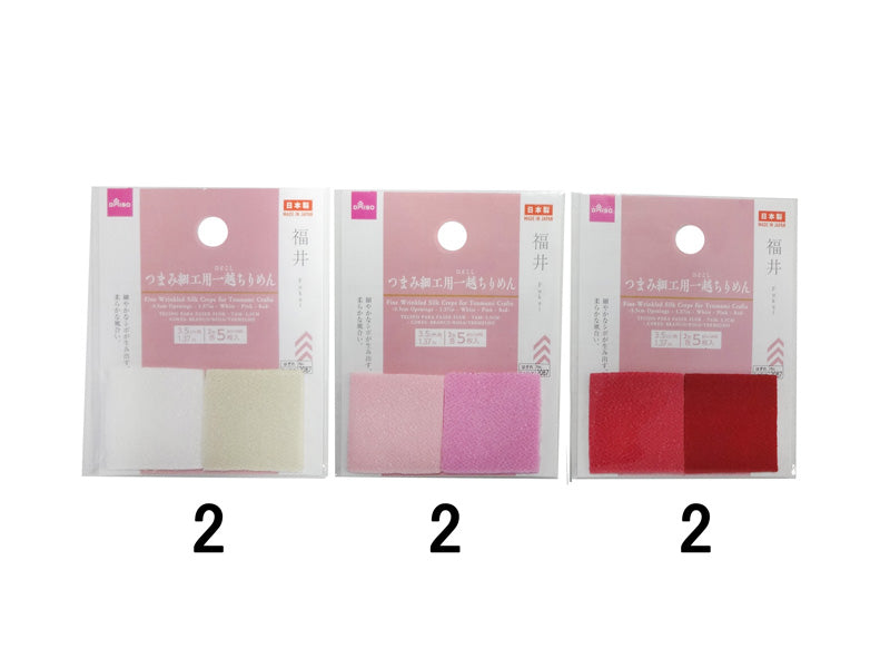 Fine Wrinkled Silk Crepe for Tsumami Crafts -3.5cm Openings - 1.37in - White - Pink - Red-