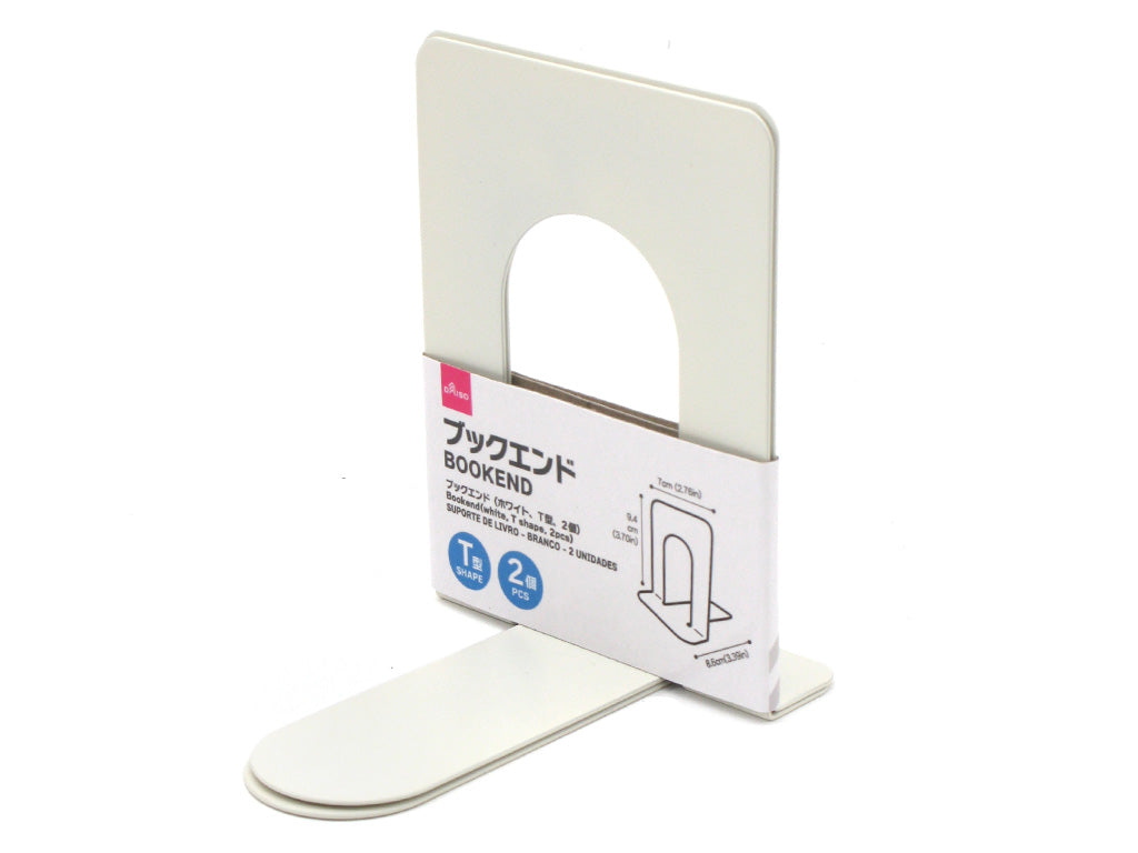 Bookend White T Shape 2pcs