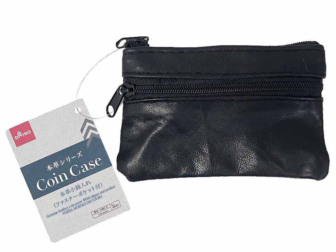 Genuine Leather Coin Purse with Zipper and Pocket – DAISO SINGAPORE