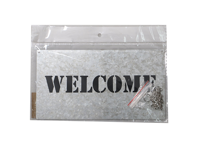 Steel Welcome Plate -Silver Color - 7.87in x 8.26in - 20cm x 21cm-