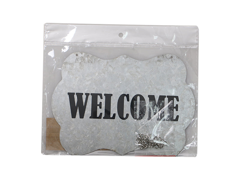 Steel Welcome Plate -Silver Color - 7.08in x 8.26in - 18cm x 21cm-