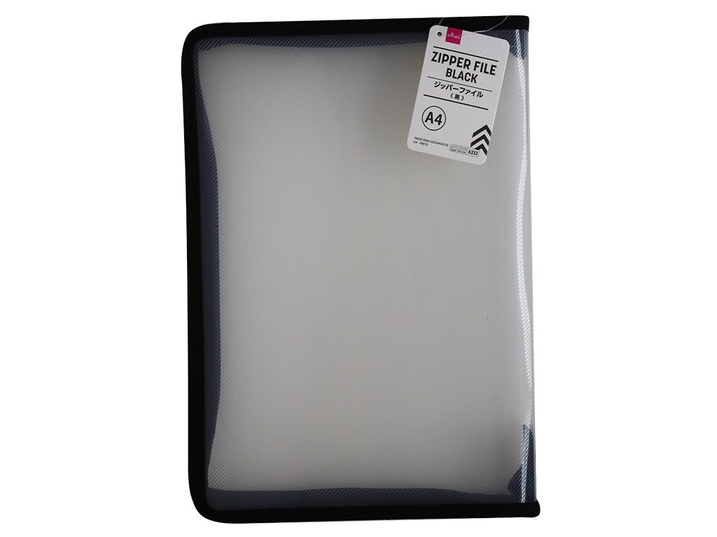 A4 Zipper File Black