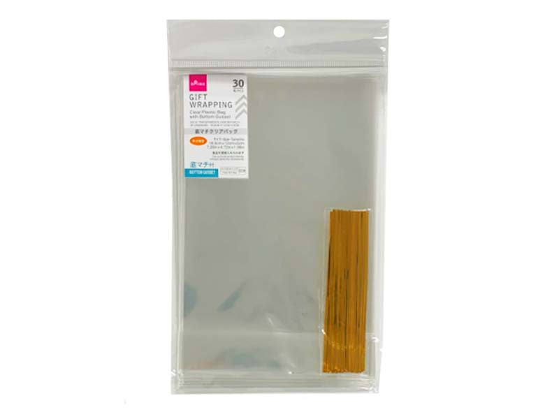 Clear Plastic Bag with Bottom Gusset 18.5cm x 12cm x 5cm 30pcs