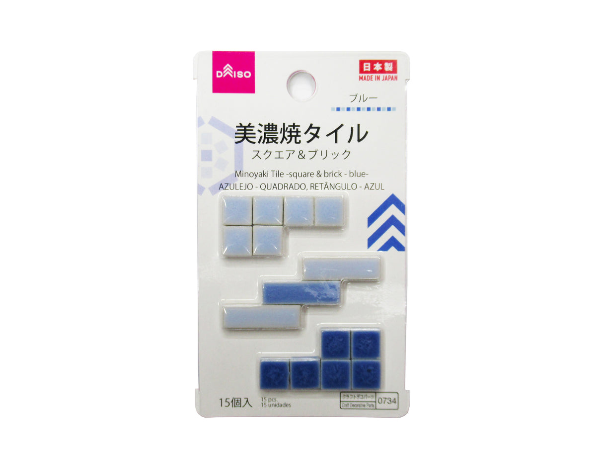 Minoyaki Tile -square & brick - blue-