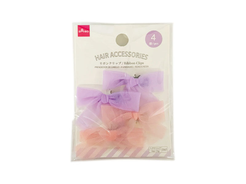 Ribbon Clips - 4pcs - Purple & Pink