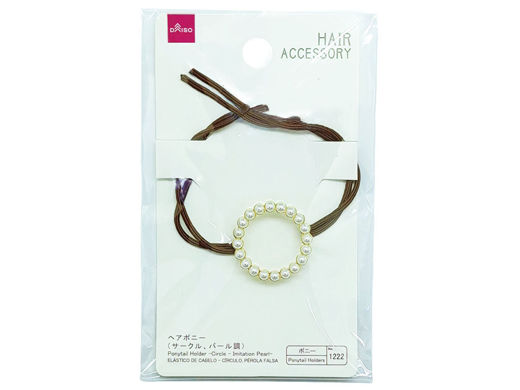 Ponytail Holder -Circle - Imitation Pearl-