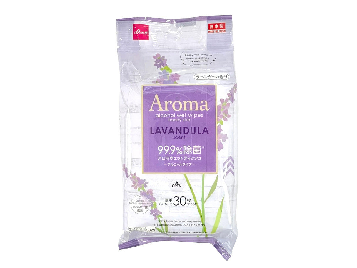 Aroma Alcohol Wet Wipes Handy Size Lavandula Scent