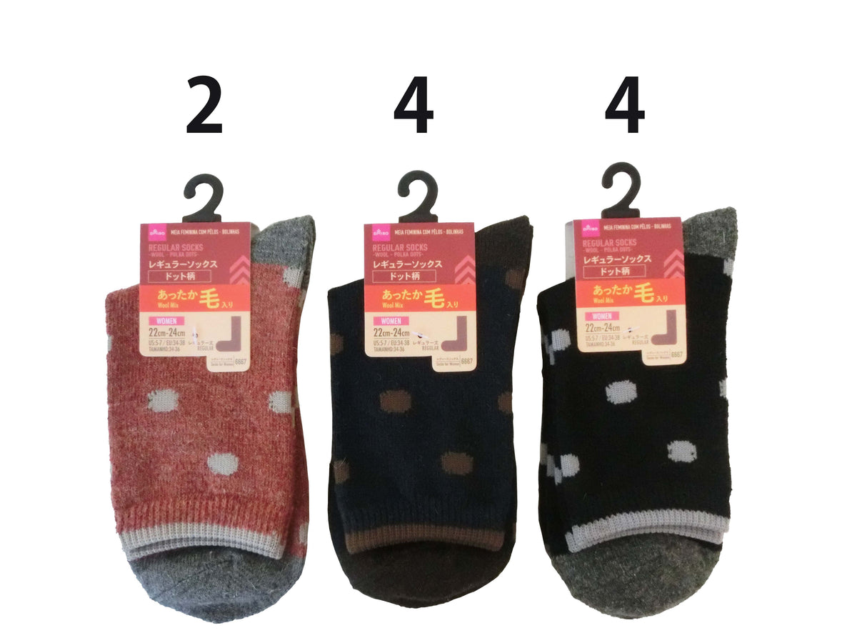 Regular Socks -Ladies - Wool - Polka Dots- – DAISO SINGAPORE