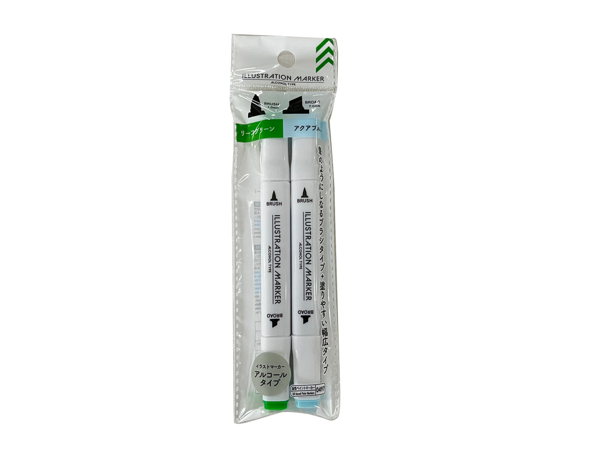 Illustration Marker-Leaf Green-Aqua Blue-