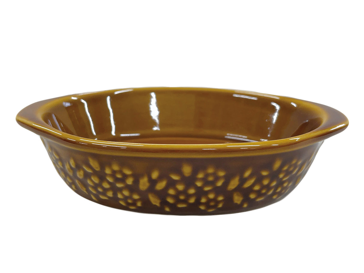 Flower Relief Oval Bakeware Brown
