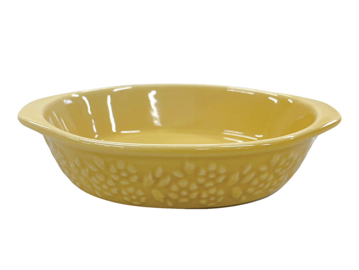 Flower Relief Oval Bakeware Mustard