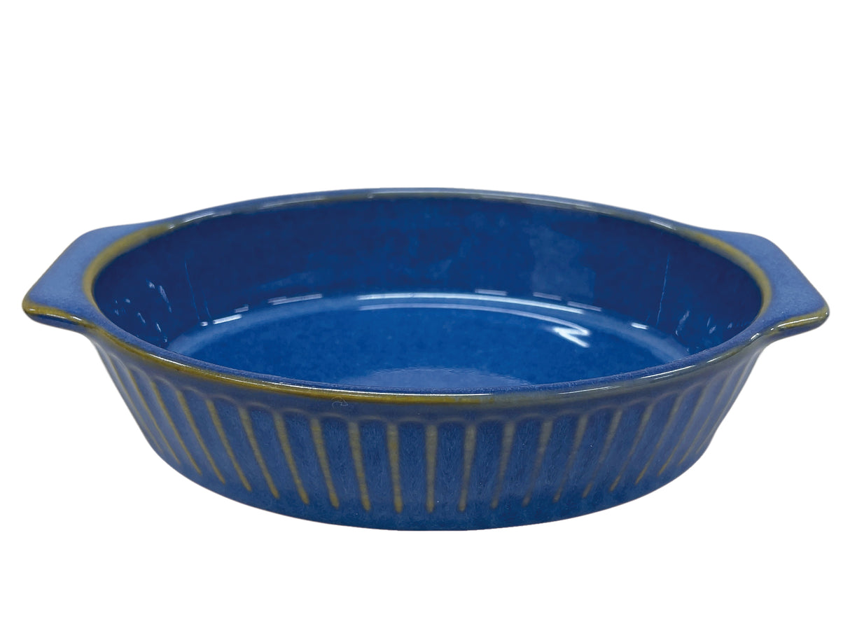 Stripe Emboss Oval Bakeware Navy