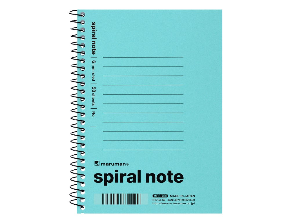A6 Spiral Note 6mm Ruled Light Blue