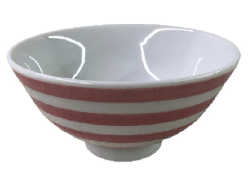 Round rice bowl striped pink 11.4x11.4x5.7cm