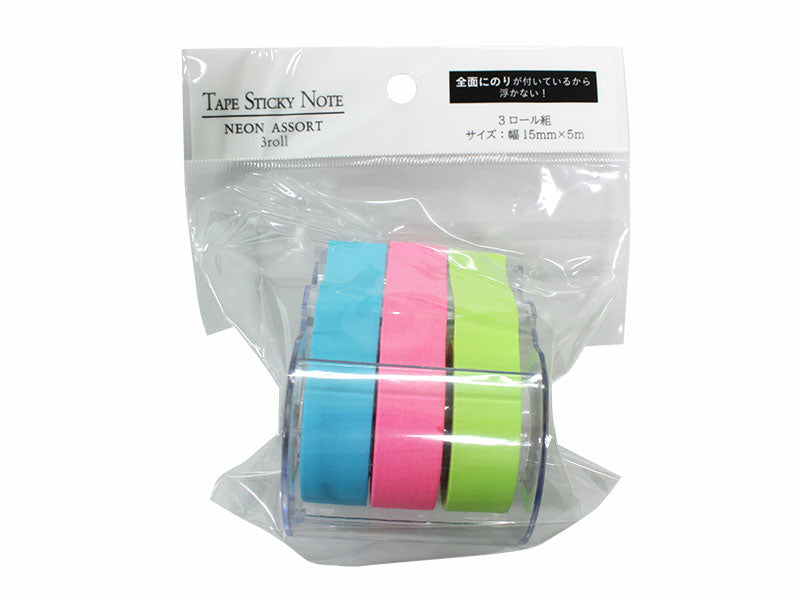 Tape Sticky Note Neon Three Rolls