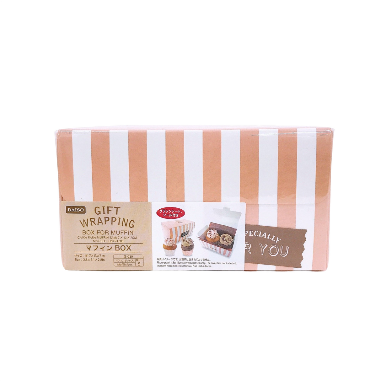 Box for 2pcs Muffin Stripe 2.8in x 5.1in x 2.8in – DAISO SINGAPORE